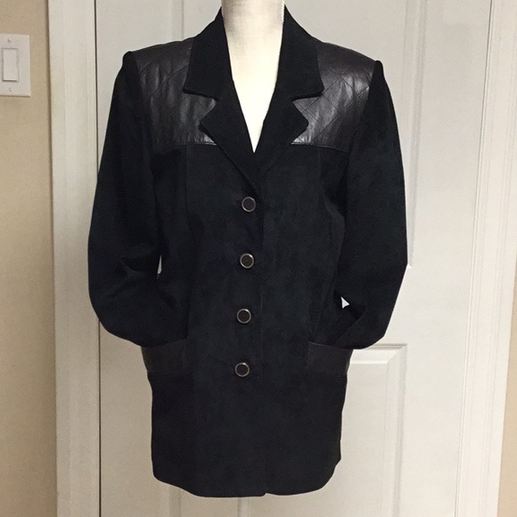 Danier Leather Suede Blazer with Leather Trim - Fully Lined - Picture 1 of 12